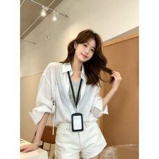 批发胖妹妹春夏季新款韩版衬衫假两件女防晒衬衣