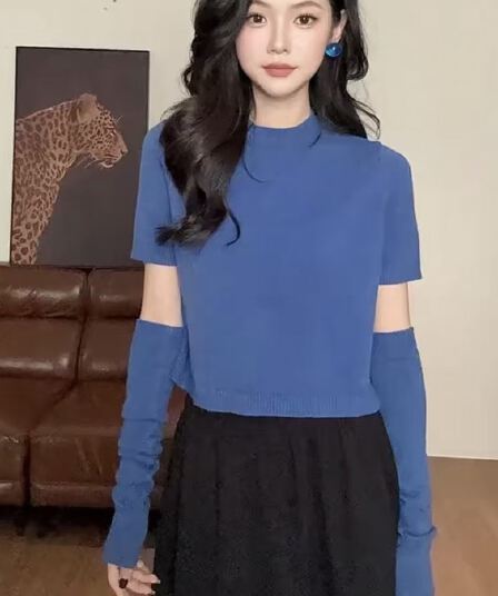 캐주얼 바람 품격 연령 감소 소매 커버 반팔 모직물 맨위