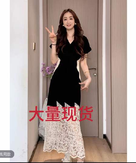 블랙 싸움 살구 롱 코트 검정색 그는 벤 바람 여름 품격 패션 슬림해 보이는 작은 검은 드레스 드레스 치마