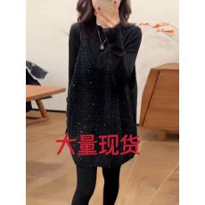 批发大码女装亮片背心吊带针织马甲<b class='q'>春</b>季新款胖遮肉显瘦马夹无袖上衣
