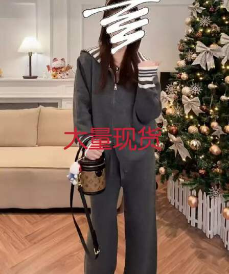 빅 사이즈 캐주얼 세트 해군 칼라 재킷 긴 바지 두 조각 여성 세트 가을 지방 mm 자이언트 슬림해 보이는 표지 고기 세트