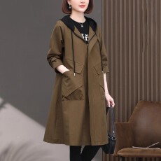 批发风衣<b class='q'>外套</b>女中长款2025春秋季新款大码中年<b class='q'>妈妈</b>小个子今年流行大衣