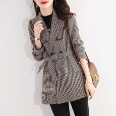 批发毛呢<b class='q'>格子</b>西装外套女春秋2025年新款韩版宽松英伦风设计感小众上衣