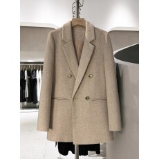 批发2025秋冬新款米灰色金属扣<b class='q'>小西装</b>外套女高级感英伦风百搭西服