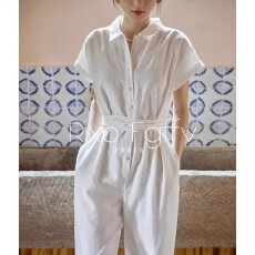 批发法式小众设计感高腰短袖<b class='q'>连体</b>裤女气质纯色简约休闲裤女