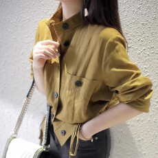 批发新款法式夹克工装修身显瘦上衣 秋冬短款立领百搭外套女