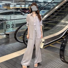 批发欧货休闲衬衫吊带背心阔腿裤三件套2026<b class='q'>夏</b>季新款时尚炸街显瘦套装