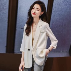 批发白色西装外套女夏季薄款2026新款高级感小个子休闲职业装西服套装