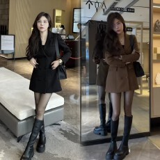 批发2026<b class='q'>女</b>新款复古高级感小蛮腰<b class='q'>西装</b>裙设计感收腰显瘦气质连衣裙