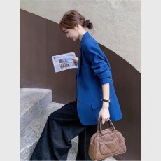 批发蓝色职业西装短款女2026年春季独特漂亮巨好看又a又飒小个子外套