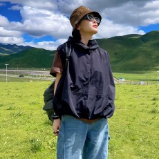 批发欧货连帽叠穿冲锋衣马甲女上衣夏2026新款薄坎肩马夹背心无袖外套