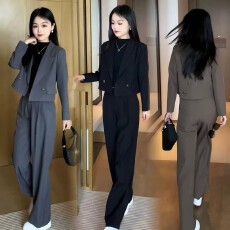 批发小个子时尚西装<b class='q'>套装</b><b class='q'>女装</b>短款2026春秋新款职业气质西服外套两件套