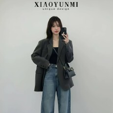 批发2026早秋西装外套女韩系<b class='q'>休闲</b>西服小个子灰色上衣女御姐气质穿搭潮