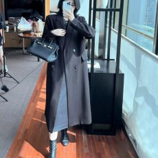 批发秋季高级感气质西装外套女春秋款加长版正肩长款<b class='q'>风衣</b>宽松大衣胖mm