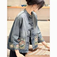 批发2026<b class='q'>春</b>秋新款气质高端新中式女装国风刺绣牛仔外套高端年轻款上衣