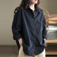 批发咖色长袖衬衫外套女士秋季流行穿搭巨好看的宽松时尚洋气开衫上衣
