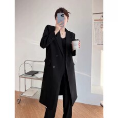 批发早春新款<b class='q'>大码</b>女装胖mm显瘦气质风衣英伦风高级设计感西装长款外套
