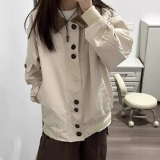 批发日系翻领工装<b class='q'>夹克</b>上衣女秋季2026<b class='q'>新款</b>宽松复古设计感休闲百搭外套
