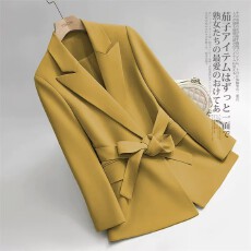 批发2026春秋小个子通勤黑色系带西装炸街女韩版腰带<b class='q'>百搭</b>西服显瘦外套
