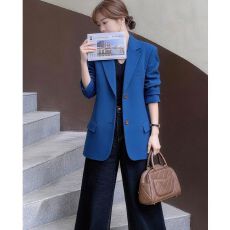 批发蓝色职业西装短款<b class='q'>女</b>2026年秋季独特漂亮巨好看又a又飒小个子外套
