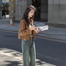 批发复古薄款外套<b class='q'>女</b>宽松2026春秋韩版新款长袖<b class='q'>衬衫</b>小个子外搭短款上衣