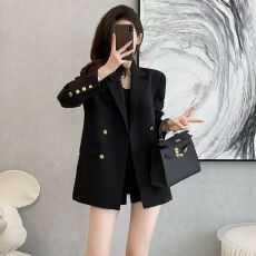 批发春秋<b class='q'>小西装</b>宽松外套高级休闲气质新款西服韩版小个子时尚黑色百搭