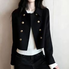 批发小香风巨好看小个子短款黑色<b class='q'>外套</b><b class='q'>女</b>2026早春新款气质减龄开衫上衣