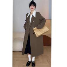 批发2026年秋季西装风衣<b class='q'>女</b>新款灰色高级感大衣胖MM长款小众设计感大衣
