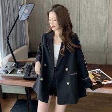 批发西装外套女宽松2026<b class='q'>春</b>秋新款韩版设计感撞色明线休闲西服上衣