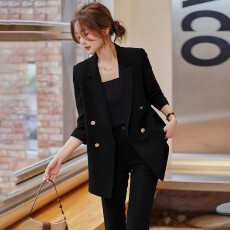 批发黑色西装<b class='q'>套装</b>女2026新款春秋高级感小个子休闲<b class='q'>职业</b>正装小西服外套