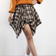 批发报单有货仿衬衫格子休闲通勤<b class='q'>短</b>裙不规则半身裙防走光内衬<b class='q'>裤裙</b>秋冬