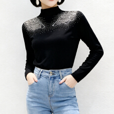 批发报单有货新款打底衫秋冬欧货时尚烫钻长袖T恤高领内搭洋气上衣