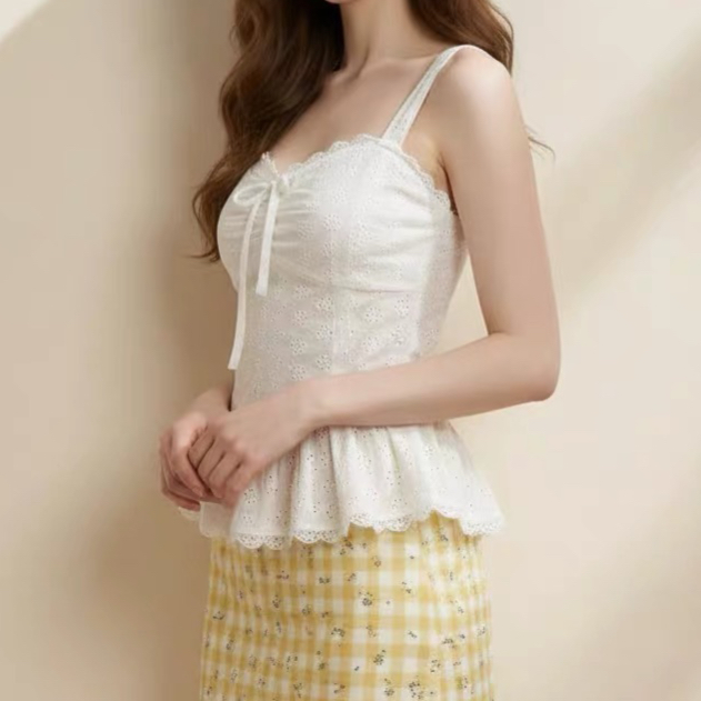 주문 재고 있음 착용 가져 가라. 화이트 레이스 레이스 캐미솔 한 부서 달콤한 핫걸 몸매 가꾸기 민소매 맨위