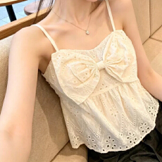 有货纯欲风蝴蝶结镂空吊带背心女夏季新款设计感别致上衣短款小衫