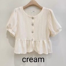 批发有货<b class='q'>韩国</b>东大门夏季新款衬衫item纽扣时尚纯色简单短袖<b class='q'>蕾丝</b>衫