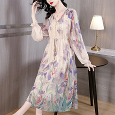 批发<b class='q'>真丝</b>桑蚕丝<b class='q'>连衣裙</b><b class='q'>女</b>装秋季2026新款高端奢际印花显瘦长<b class='q'>裙</b>