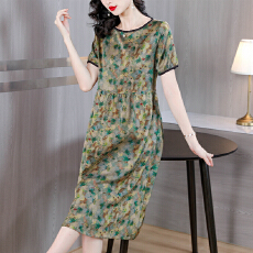 批发2026年夏季新款杭州丝绸真丝<b class='q'>连衣裙</b>妈妈洋气印花<b class='q'>桑蚕丝</b>裙子女时尚