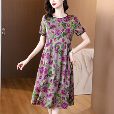 批发气质显瘦裙子夏季2026年新款真丝<b class='q'>连衣裙</b>女时尚印花<b class='q'>桑蚕丝</b>
