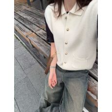 批发随性<b class='q'>街头</b>~日系翻领金扣马甲女2025秋季新款简约百搭休闲无袖上衣