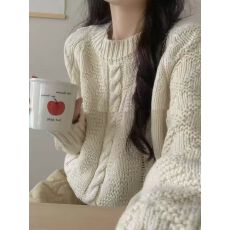 批发甜美气质麻花套头毛衣2025秋季新款韩版休闲宽松慵懒风针织衫