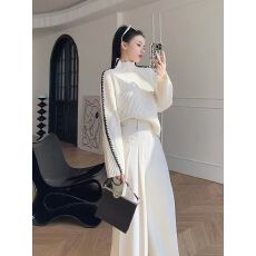 批发冬季慵懒风高领套头针织衫女2025新款宽松显瘦独特气质毛衣