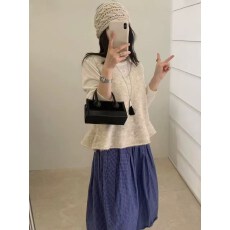 批发无袖V领针织<b class='q'>马甲</b>背心女春秋2026新款韩系减龄荷叶边叠穿<b class='q'>马夹</b>上衣