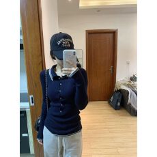 批发学院风POLO领针织衫女秋冬2026新款高级感内搭修身显瘦打底衫<b class='q'>毛衣</b>