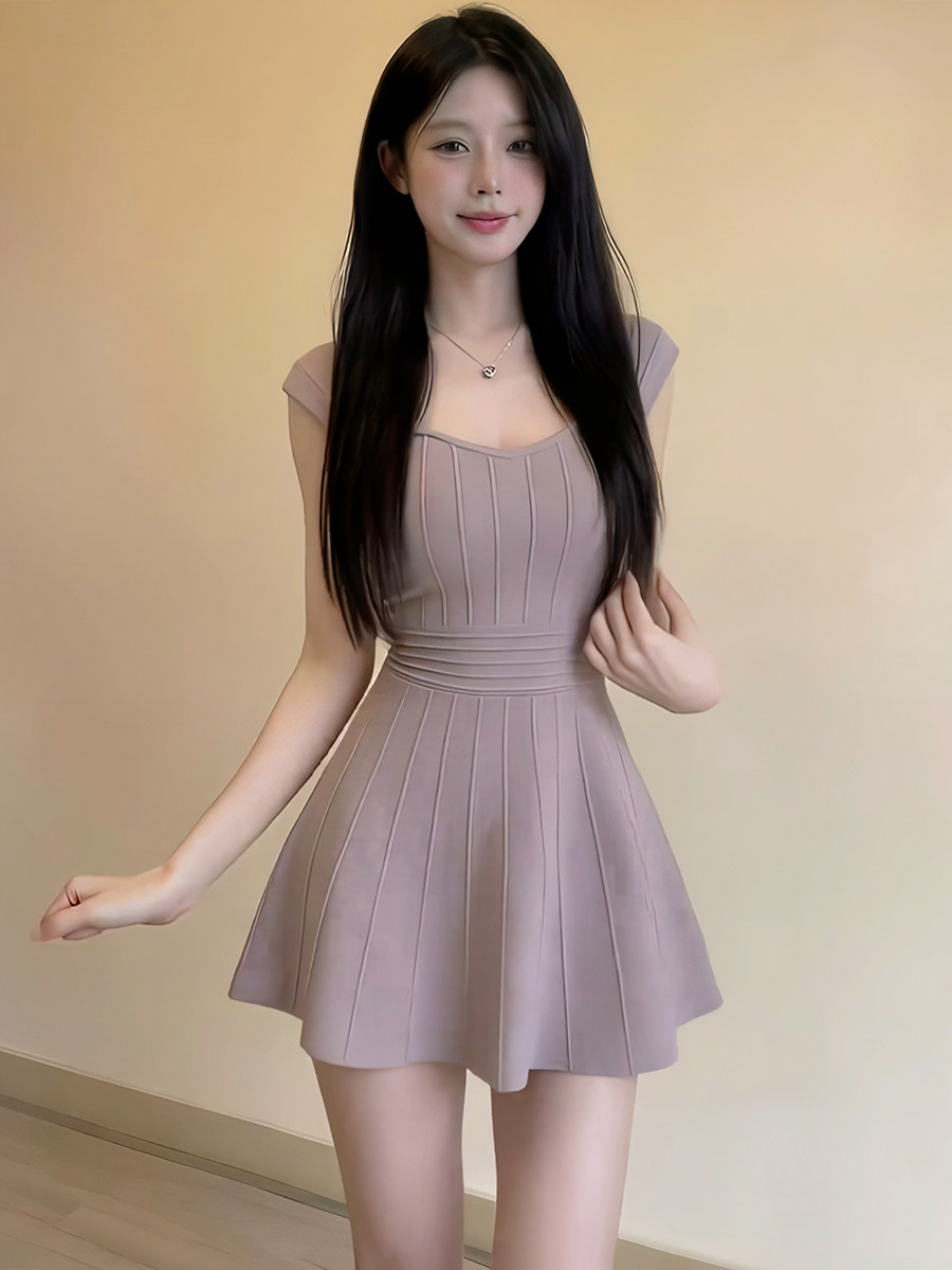 프랑스식 명문 여성 품격 슬립 여성 드레스 2026 여름 새로운 순수한 욕망 하이웨이스트 허리 수축 슬림해 보이는 한 마디 미니 스커트