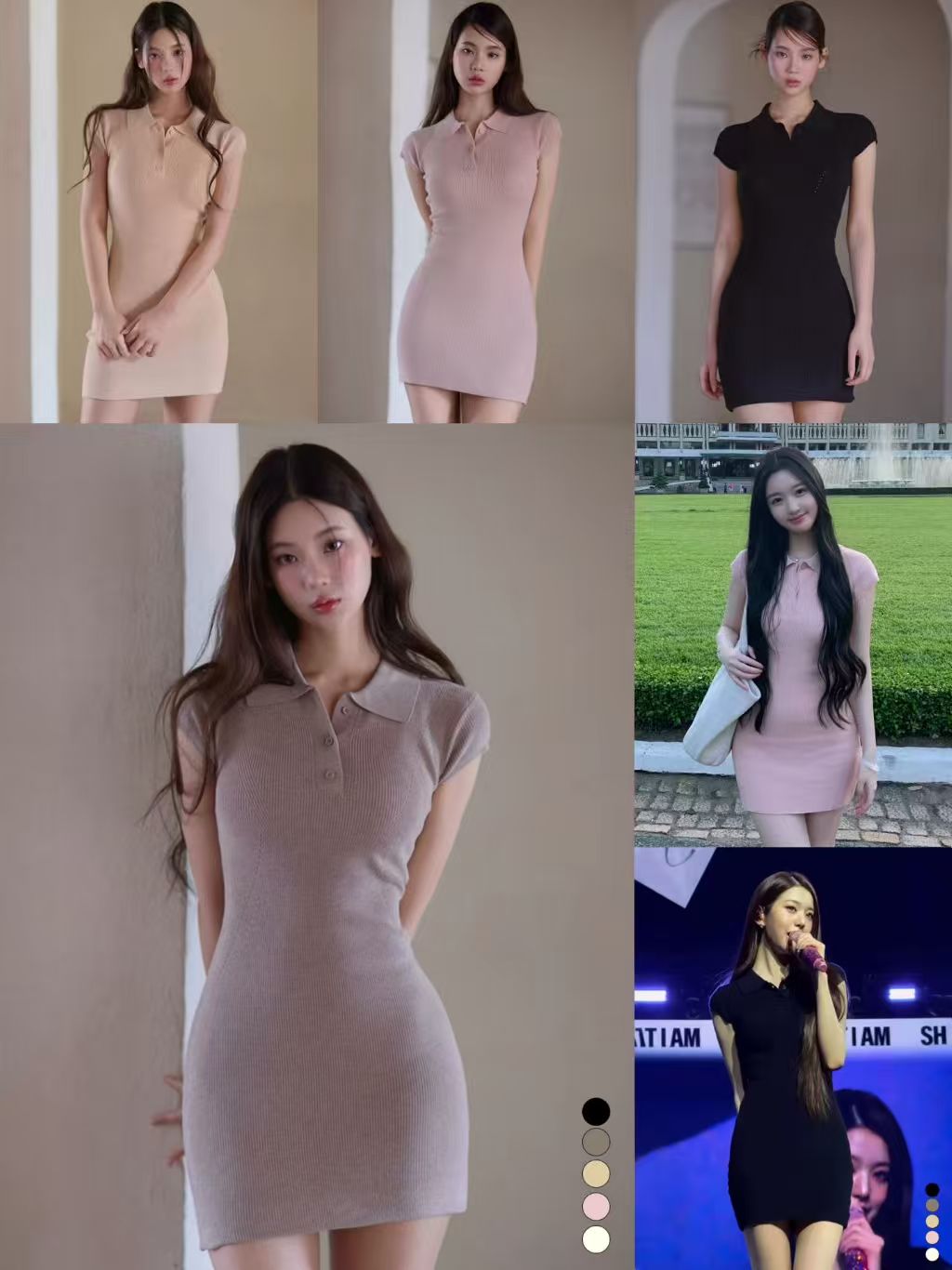 kindame 한국 장 원 영어 같은 단락 캐주얼 단추 셔츠 수직 곡물 니트 반팔 드레스