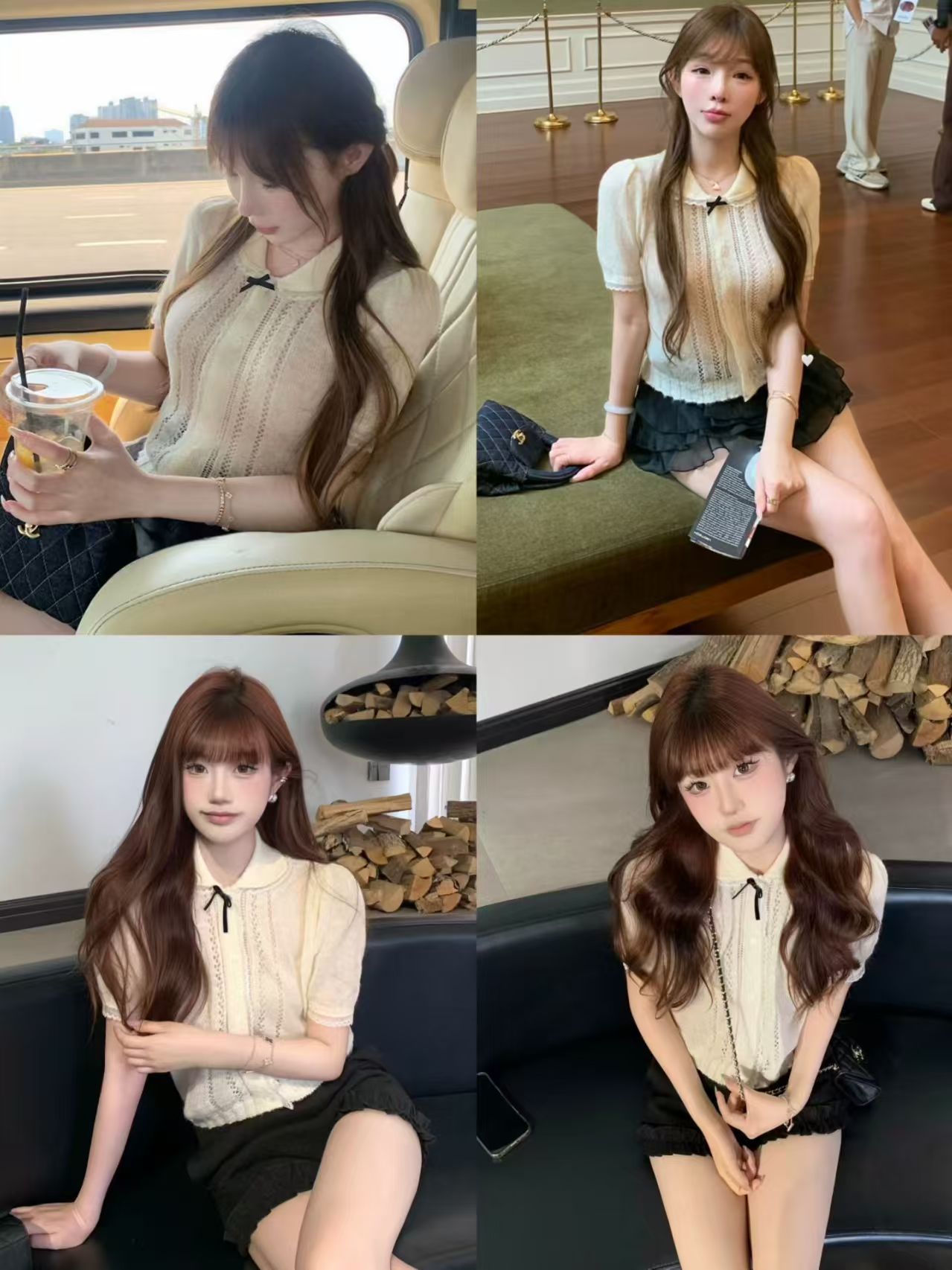 한 부서 부드러운 베이비 칼라 버블 반팔 니트 티셔츠 여성 여름 슈퍼 잘 생긴 작은 키 허리 수축 슬림해 보이는 맨위
