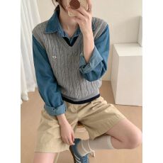 批发老钱风V领麻花针织马甲<b class='q'>背心女</b>2026早秋新款学院风叠穿上衣