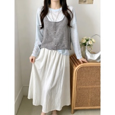 批发韩系甜美减龄u领马甲<b class='q'>背心</b>女早秋钩花边宽松外搭叠穿针织吊带上衣