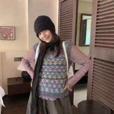 批发超好看圆领条纹针织马甲女宽松秋<b class='q'>冬</b>装新款毛衣外搭叠穿日系上衣