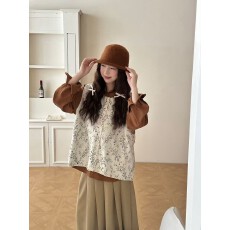 批发碎花针织马甲女2026<b class='q'>秋</b>文艺小清新碎花针织毛衣无袖马甲坎肩